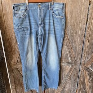 B Tuff Jeans Men's Size 42 Inseam 30 Denim Light Wash Grand Slam Stretch Pocket